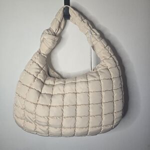 Viral Urban Expressions Cream Quilted Puffy Shoulder Bag NWT